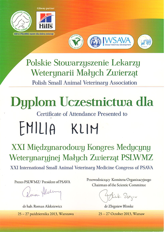 XXI Międzynarodowy Kongres Medycyny Weterynaryjnej Małych Zwierząt, 2013